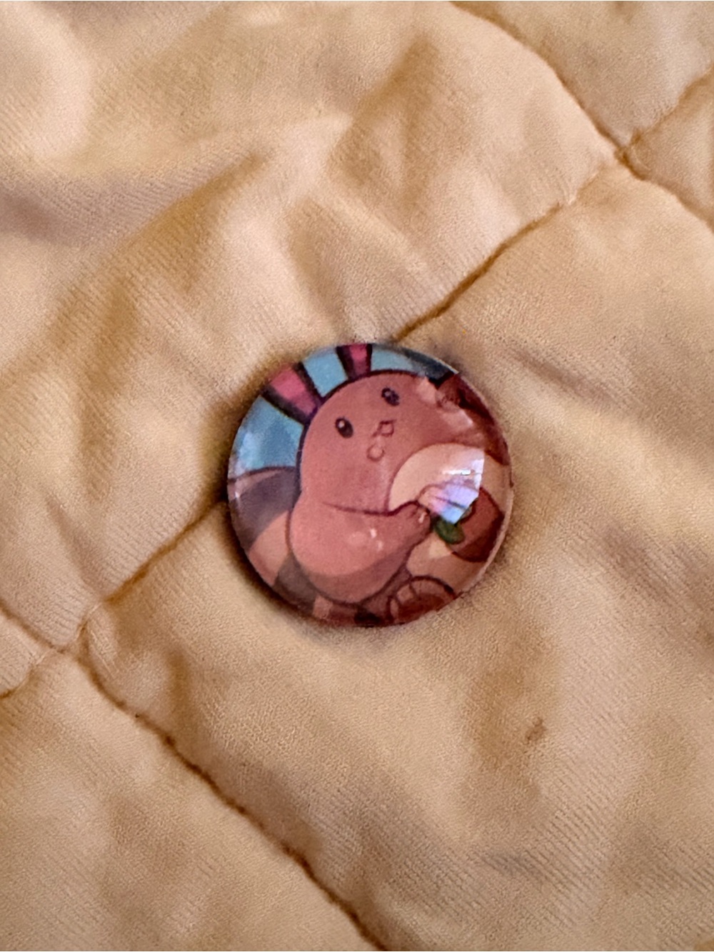 Pokemon Pink Buneary Button Pin with Blue Accents
